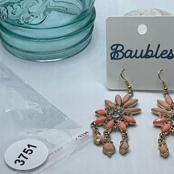 Baubles Gold Coral Crystal Dangle Earrings $16 ea or bundle 3/$25 - Picture 5 of 5